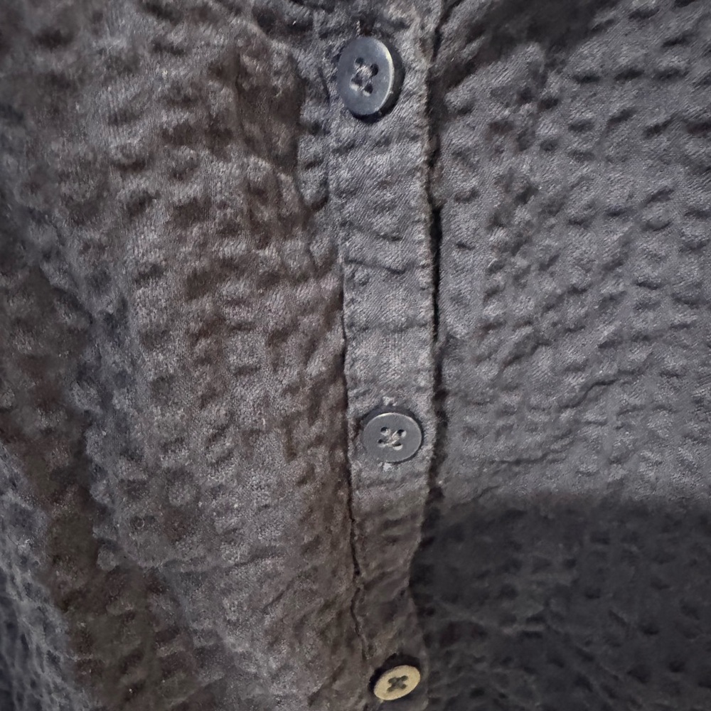 GapBody Gauze Navy Short Sleeve button down and short Set - Picture 2 of 5